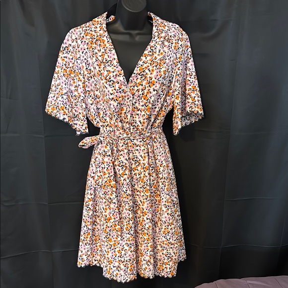 Vero Moda Dresses & Skirts - Vero Moda Orange Pink Tie Front Mini Dress